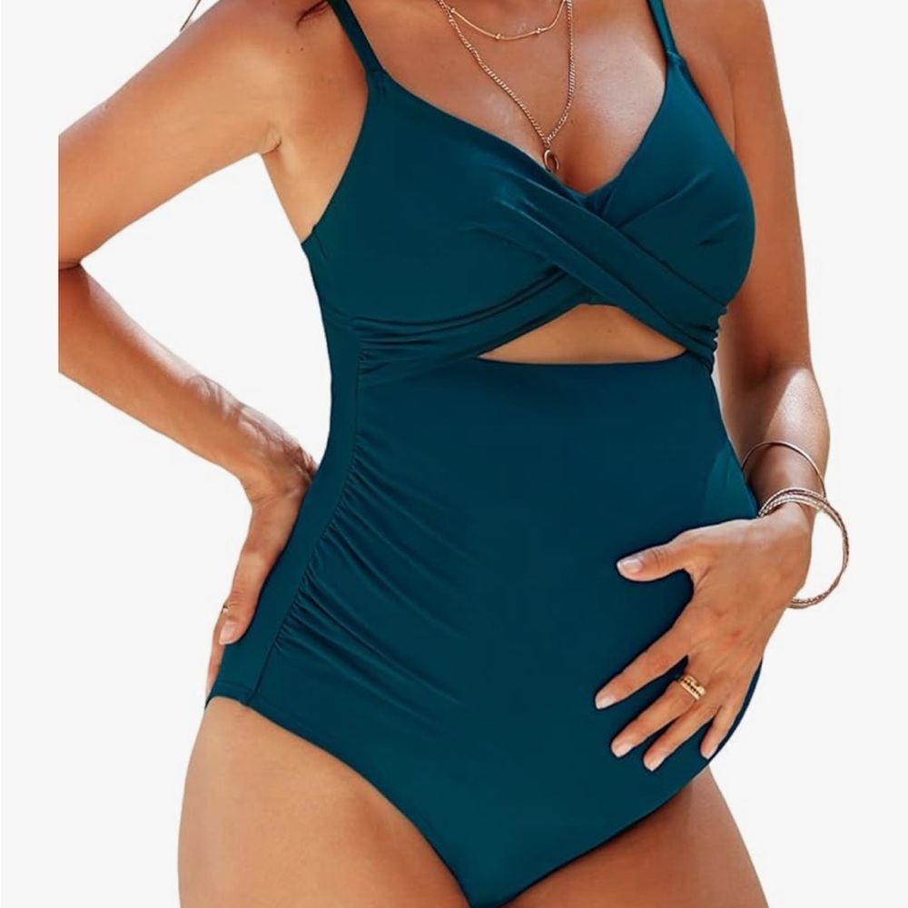 Teal Maternity Swimsuit